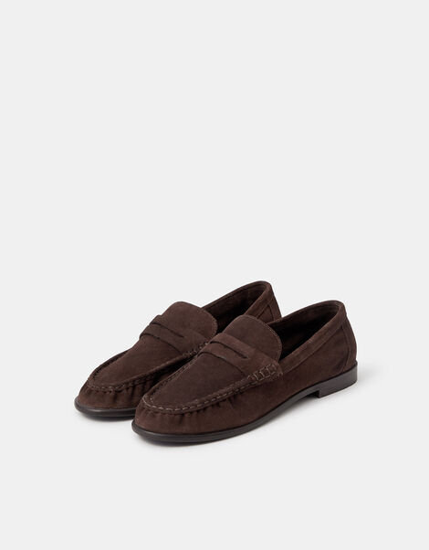 Suede Loafers, Brown (CHOCOLATE), large
