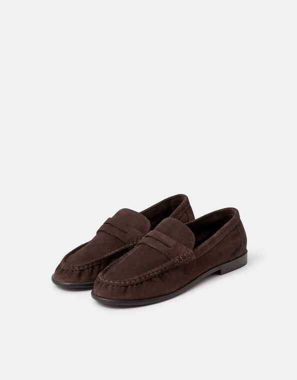 Suede Loafers, Brown (CHOCOLATE), large