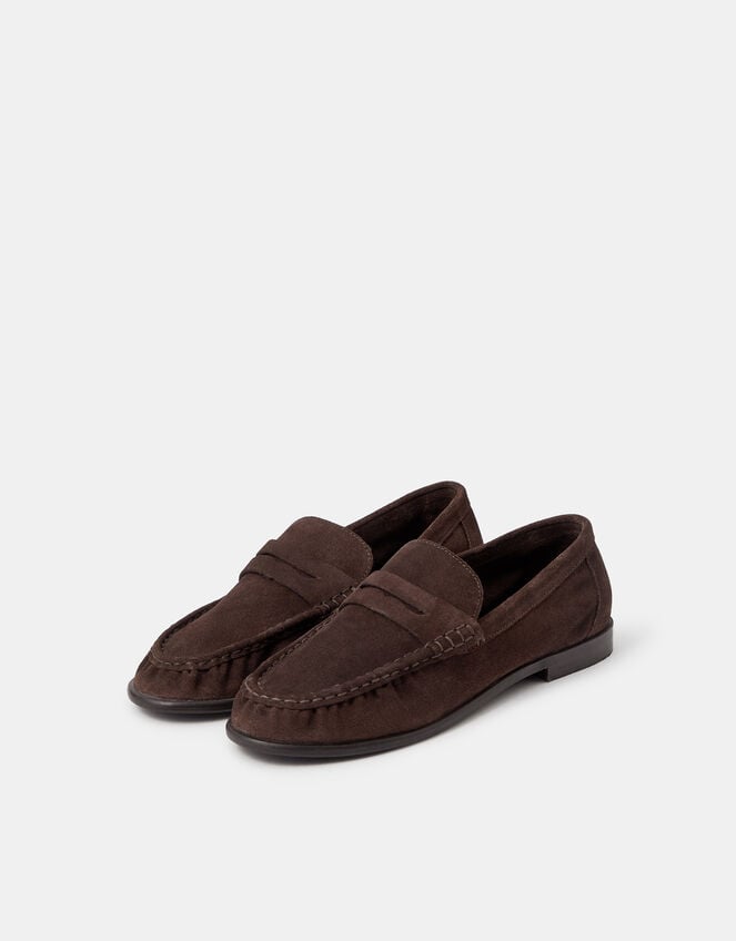Suede Loafers, Brown (CHOCOLATE), large