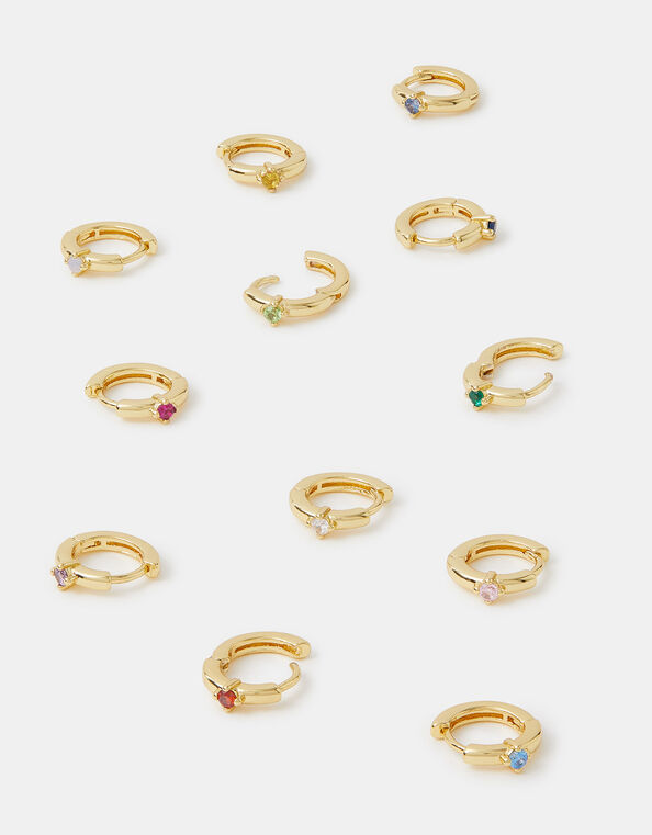 4-Pack 14ct Gold-Plated Birthstone Celestial Earrings, Gold (GOLD), large