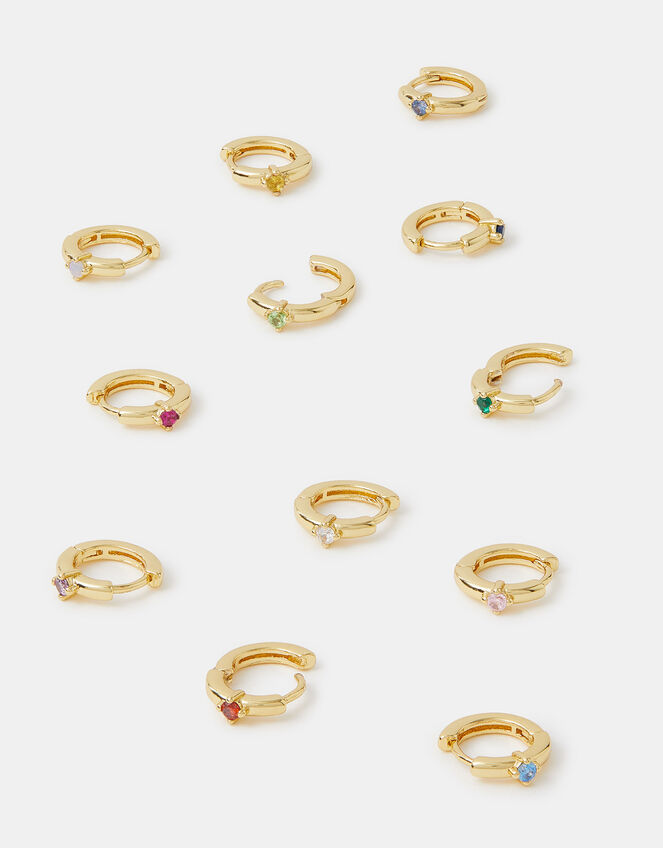 4-Pack 14ct Gold-Plated Birthstone Celestial Earrings, Gold (GOLD), large