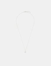 Sterling Silver Diamanté Halo Pendant Necklace, , large