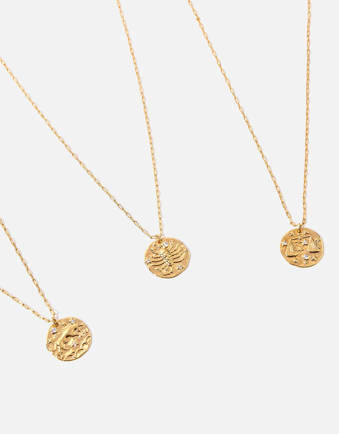 Gold-Plated Textured Horoscope Necklace, Gold (GOLD), large