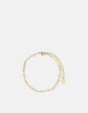 14ct Gold-Plated Cubic Zirconia Paperclip Bracelet, , large