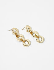 Gold-Plated Oval Chain Drop Earrings, , large