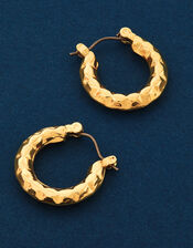 14ct Gold-Plated Diamond Cut Horseshoe Hoop Earrings, , large