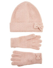 Bow Hat and Gloves Set, Pink (PINK), large