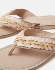 Mother of Pearl Embellished Flip Flops, Ivory (IVORY), large
