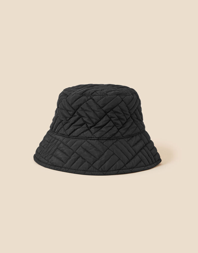 Quilted Bucket Hat, Black (BLACK), large