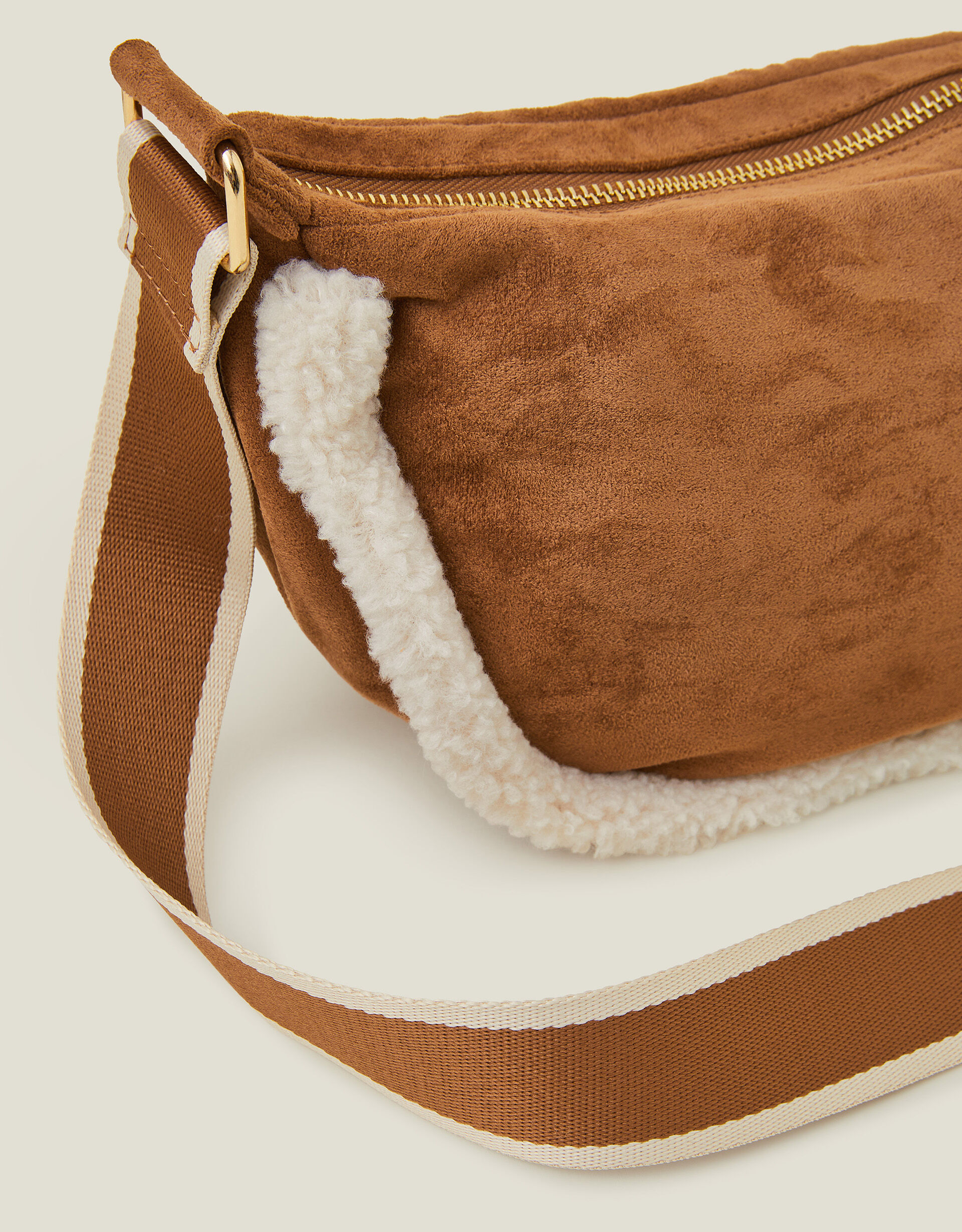 Faux Shearling Suedette Sling Bag Crossbody Bags Accessorize Global