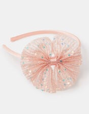 Girls Sequin Bow Headband, , large