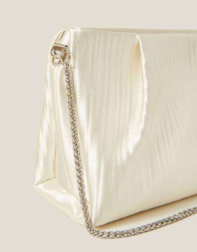 Bridal Pleated Satin Clutch Bag, , large