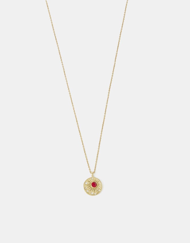 14ct Gold-Plated Birthstone Coin Pendant Necklace, Gold (GOLD), large
