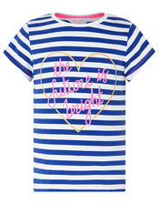 The Future is Bright Heart and Stripe T-Shirt, Blue (BLUE), large