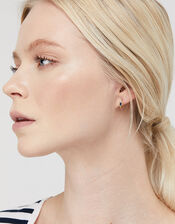 Gold-Plated Baguette Gem Mini Hoop Set, , large