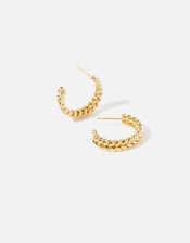 Gold-Plated Braided Hoop Earrings, , large