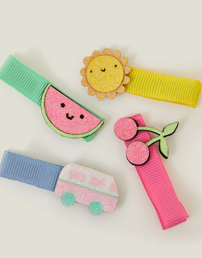 4-Pack Girls Summer Salon Hair Clips, , large