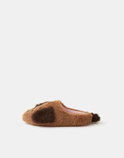 Girls Fluffy Dog Slippers, Tan (TAN), large