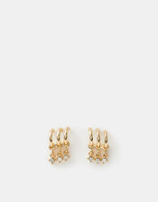 Triple Illusion Charm Hoop Earrings, , large