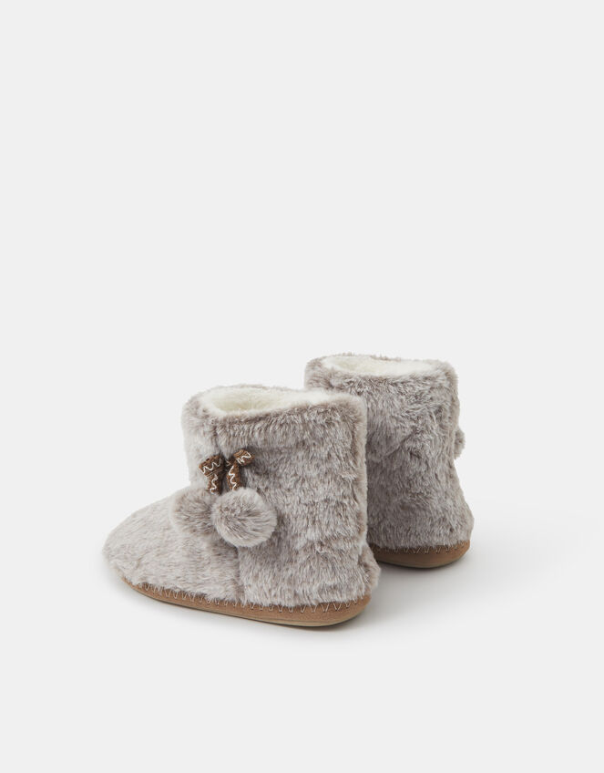 Faux Fur Boot Slippers, Grey (GREY), large