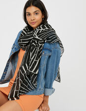 Linear Abstract Print Scarf, , large