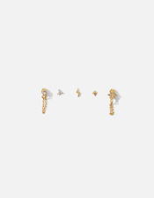 Gold-Plated Celestial Chain Earrings 5 Pack, , large