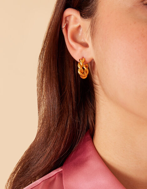 Gold-Plated Heirloom Chunky Twist Earrings, , large