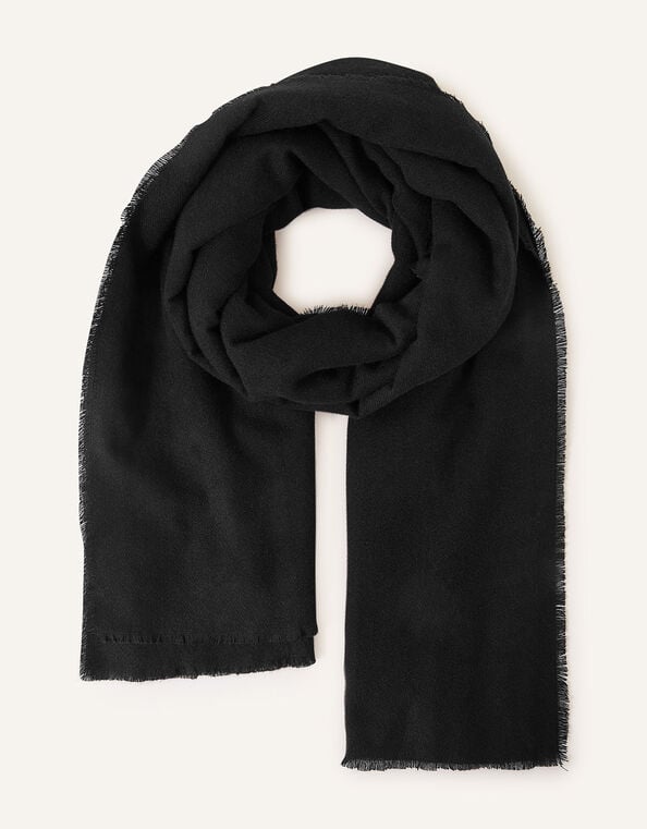 Monogram Blanket Shawl - Oversized Square Black Scarf