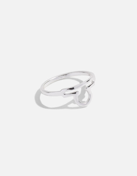 Sterling Silver Zodiac Libra Ring, Silver (ST SILVER), large