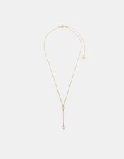 14ct Gold-Plated Cubic Zirconia Lariat Necklace, , large