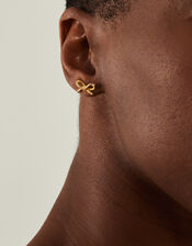 14ct Gold-Plated Diamante Bow Stud Earrings, , large