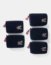 Large Embellished Initial Make Up Bag, Blue (NAVY), large