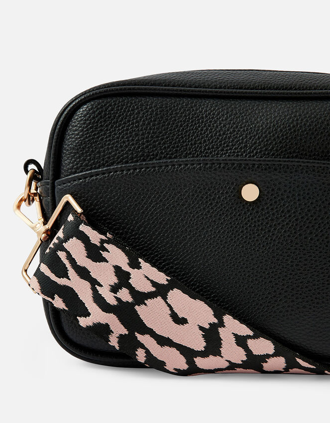 Oversized Leopard Bag Strap, Black (BLACK), large