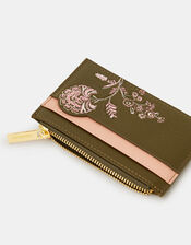 Floral Embroidered Card Holder, , large