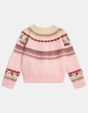Girls Dog Fair Isle Cardigan, Multi (PASTEL MULTI), large