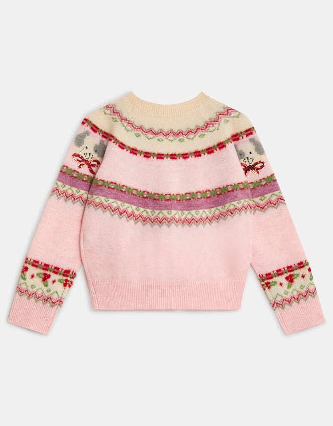 Girls Dog Fair Isle Cardigan, Multi (PASTEL MULTI), large