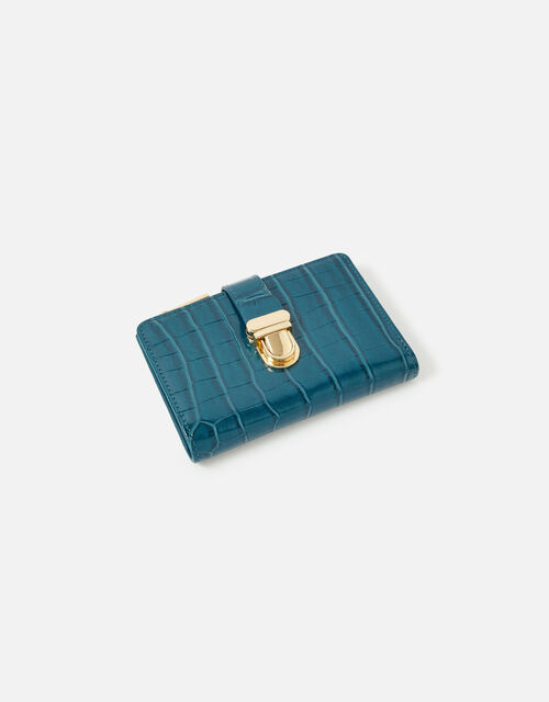 Croc Push Lock Wallet, Blue (BLUE), large
