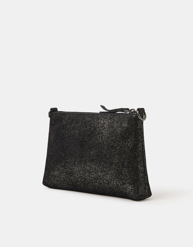 Metallic Leather Crossbody Bag, Black (BLACK), large