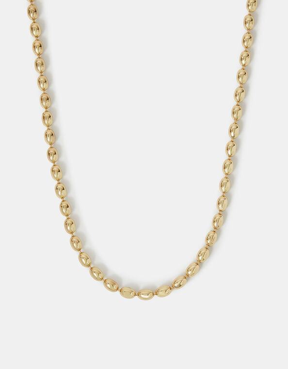 14ct Gold-Plated Oval Bead Chain Necklace, , large