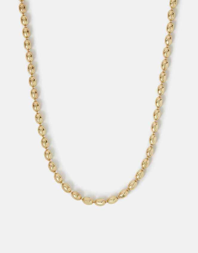 14ct Gold-Plated Oval Bead Chain Necklace, , large