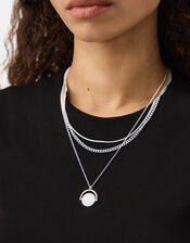 3-Pack Spinner Pendant Necklaces, Silver (SILVER), large