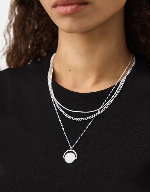 3-Pack Spinner Pendant Necklaces, Silver (SILVER), large