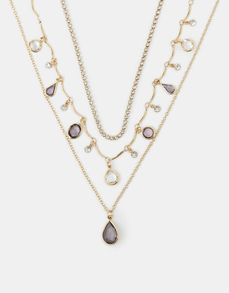3-Pack Teardrop Gemstone Necklaces, , large