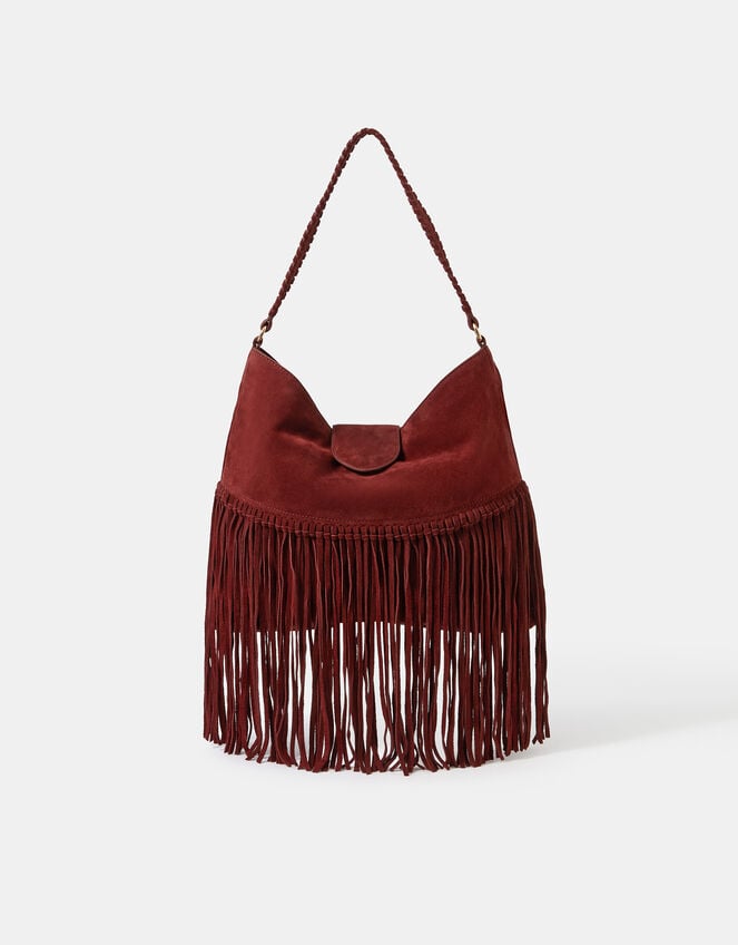 Fringe Suede Shoulder Bag, , large