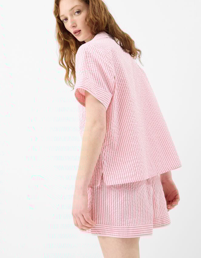 Stripe Seersucker Short Pyjamas Set, Pink (PINK), large