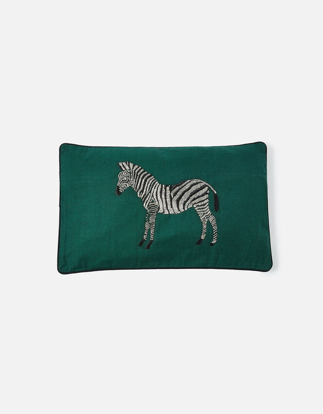 Zebra Embroidered Rectangular Cushion Cover, , large
