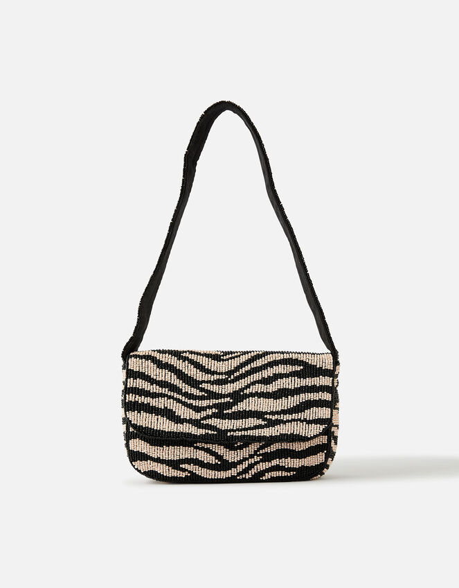 Zebra Beaded Shoulder Bag, , large