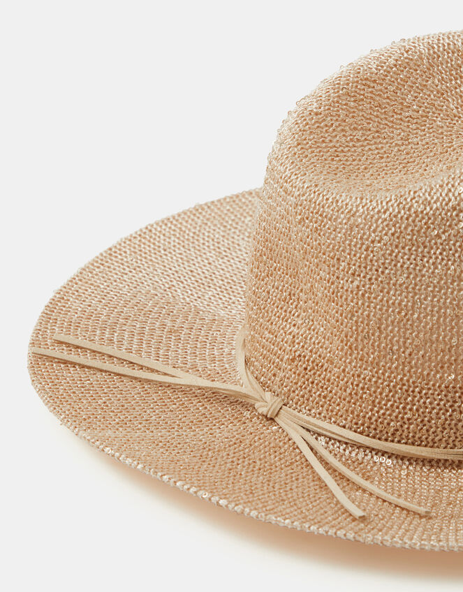 Sequin Embellished Fedora Hat, , large