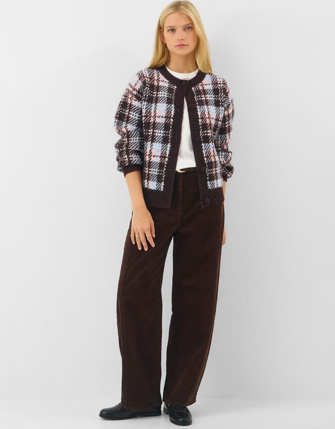 Check Cardigan, Brown (CHOCOLATE), large
