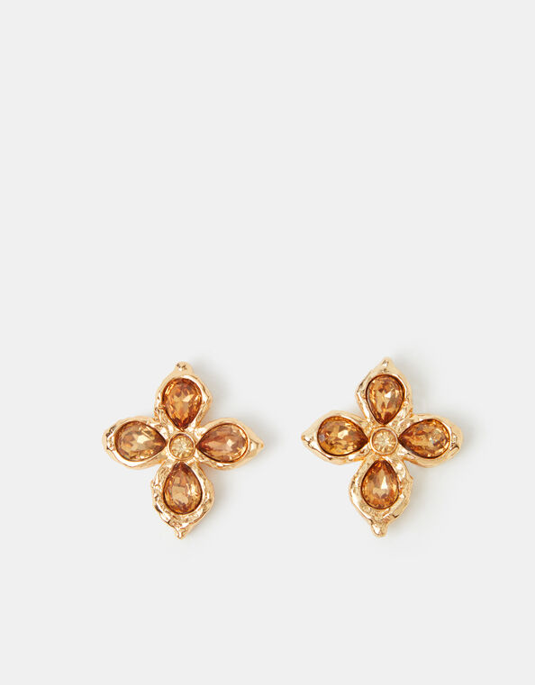 Teardrop Cross Stud Earrings, , large